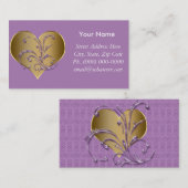 Paars en goudhart visitekaartje (Voorkant / Achterkant)