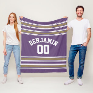 Paars- en goudJersey Stripes Fleece Deken