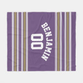 Paars- en goudJersey Stripes Fleece Deken (Voorkant (Horizontaal))