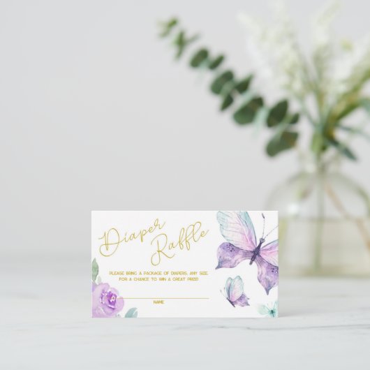 Paars en goudvlinder luierspoeling informatiekaartje (Staand voorkant)