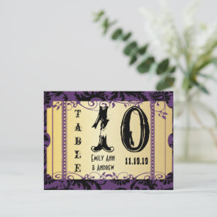 Paars en goudwisselaar Damask-tabelnummer Briefkaart