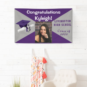 Paars en grijs Afstuderen Foto Spandoek