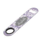 Paars en grijs  Damask Patroonmonogram Speed Flessenopener (Voorkant Gekanteld)