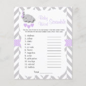 Paars en grijs olifant Baby shower - Scramble Flyer (Voorkant)