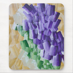 Paars en groen abstract penseelstreekpatroon muismat