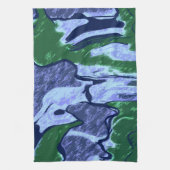 Paars en groen Abstract Theedoek (Verticaal)