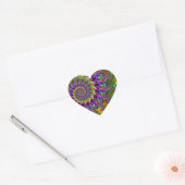 Paars en groen Bokeh Fractal Patroon Hart Sticker (Envelop)