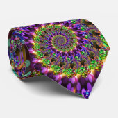 Paars en groen Bokeh Fractal Patroon Stropdas (Opgerold)