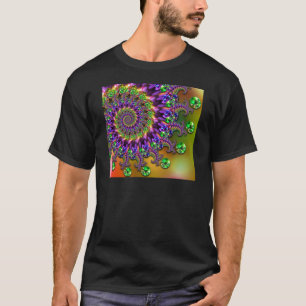 Paars en groen Bokeh Fractal Patroon T-shirt