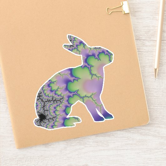 Paars en groen Bunny Rabbit Sticker (Notitieboek)