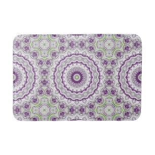 Paars en groen mandala patroonontwerp badmat