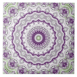 Paars en groen mandala patroonontwerp tegeltje