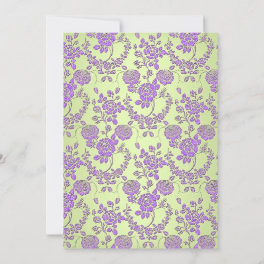 Paars en Groen Roos Tuin Baby shower Uitnodiging (Achterkant)