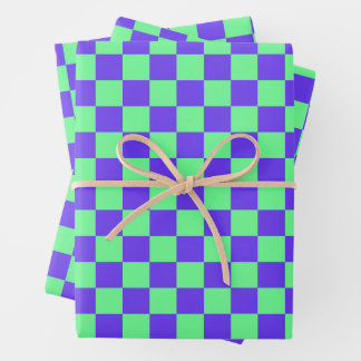 Paars en groen schaakbordpatroon inpakpapier vel
