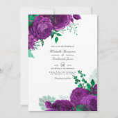 Paars en groene Waterverf Floral Wedding Kaart (Voorkant)