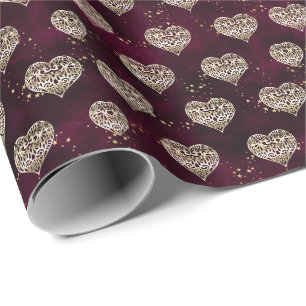 Paars en harten van eierplanten cadeaupapier