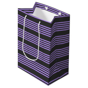 Paars en houtskool met vijf strippen medium cadeauzakje