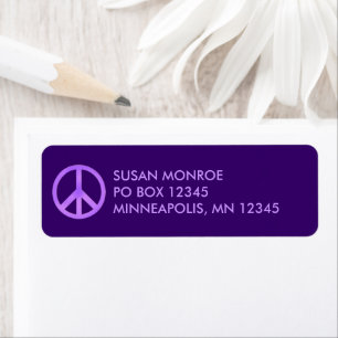 Paars en lavendel vredessymbool etiket