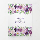 Paars en lavender Waterverf Rozen bruiloft | Drieluik Uitnodiging (Cover)