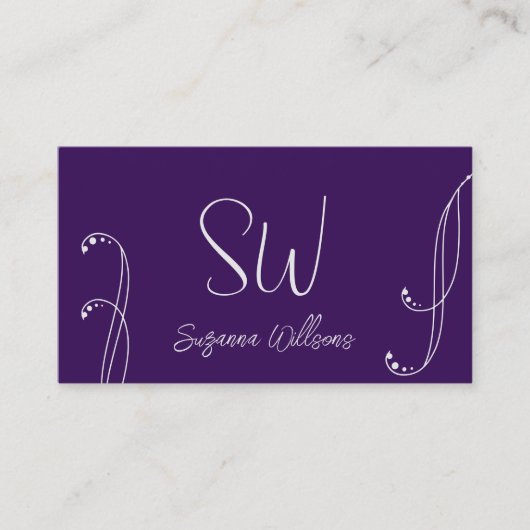 Paars en licht grijs Matig met Monogram Visitekaartje (Voorkant)
