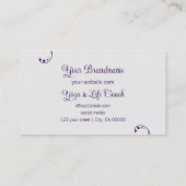 Paars en licht grijs ornamentaal vierkant  visitekaartje (Achterkant)