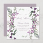 Paars en Lila Baby shower op het plein Kaart (Voorkant / Achterkant)