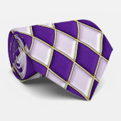 Paars en Lila diamantpatroon Mardi Gras Stropdas (Opgerold)
