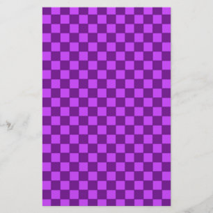 Paars en Magenta Schaakbord Patroon Briefpapier