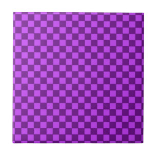 Paars en Magenta Schaakbord Patroon Tegeltje