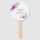 Paars en Mint Floral Wedding Favor Handwaaier (Achterkant)