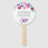 Paars en Mint Floral Wedding Favor Handwaaier (Voorkant)