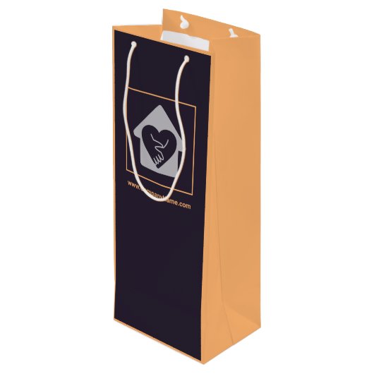 Paars en Oranje aangepast Afbeelding & Logo Hartel Wijn Cadeautas (Achterkant Gekanteld)