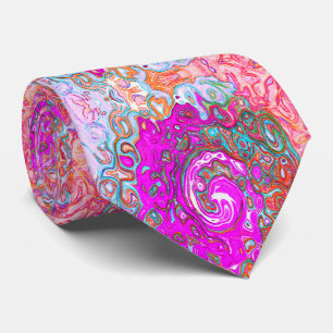 Paars en Oranje Groovy Abstract Retro Werveling Stropdas