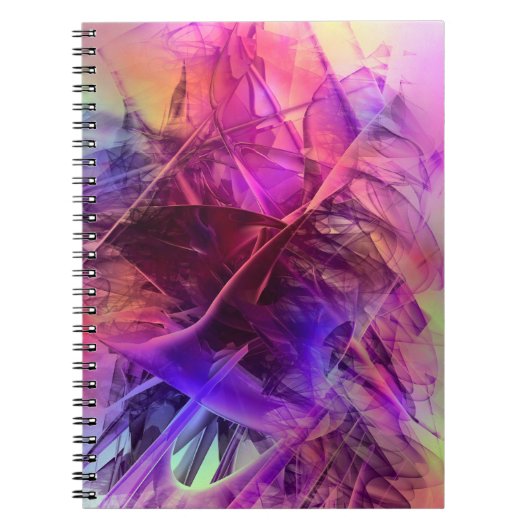 Paars en Pinks Modern Abstract Fractal Design Notitieboek (Voorkant)
