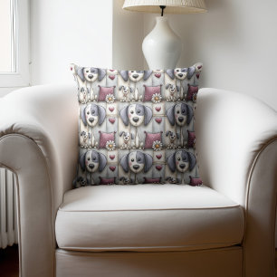 Paars en rood patchwork hondenpatroon kussen