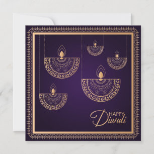 Paars en Roos ornament Happy Diwali Kaart