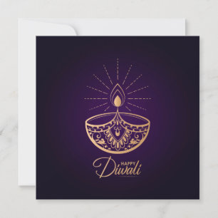 Paars en Roos ornament Happy Diwali Kaart