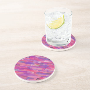 Paars en roze Abstract patroon Zandsteen Onderzetter
