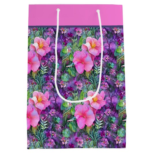 Paars en roze botanisch floraalmedium g medium cadeauzakje (Achterkant)