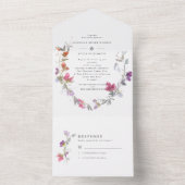  Paars en roze bruiddodenweddenschap All In One Uitnodiging (Binnen)