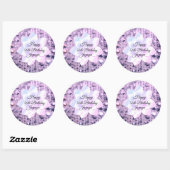 Paars en roze elegant gebrand ronde sticker (Vel)
