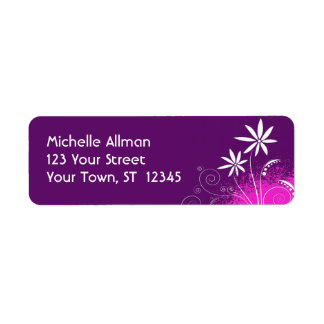 Paars en Roze Floral Label