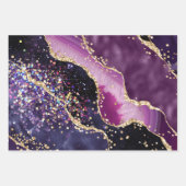 Paars en roze Glitter Agate en Gold Faux Inpakpapier Vel (Voorkant 3)