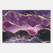 Paars en roze Glitter Agate en Gold Faux Inpakpapier Vel (Voorkant)