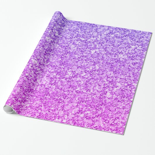 Paars en roze glitterpatroon cadeaupapier (Uitgerold)