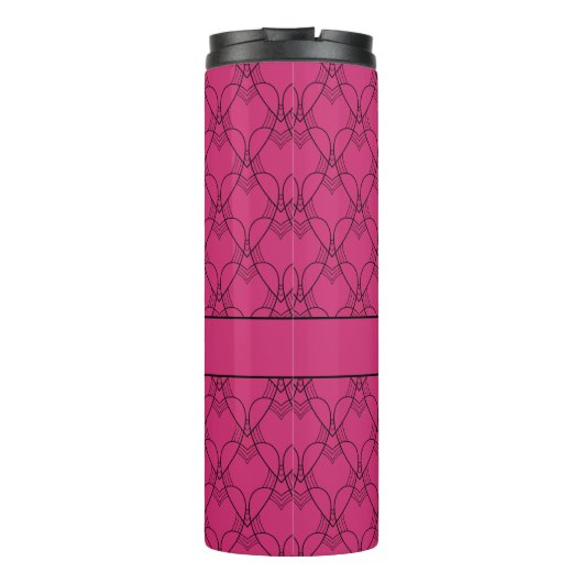 Paars en roze kunstmonogram en naam thermosbeker (Achterkant)