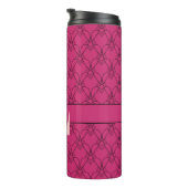Paars en roze kunstmonogram en naam thermosbeker (Geroteerd rechts)