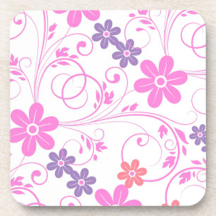 Paars en roze Modern Floral Drankjes Onderzetter