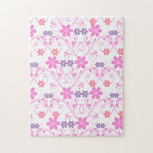 Paars en roze Modern Floral Legpuzzel