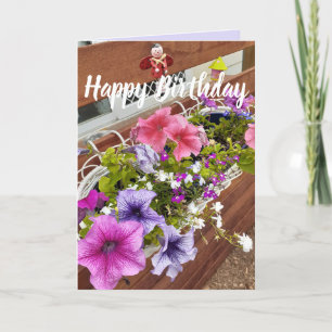 Paars en Roze Petunias Garden Birthday Kaart